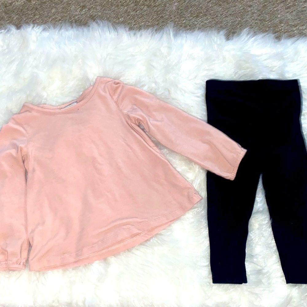 Light pink top and black leggings